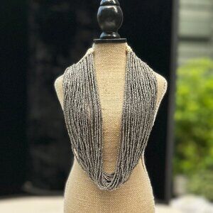 Wisteria Silver Seed Bead Multi Strand Necklace